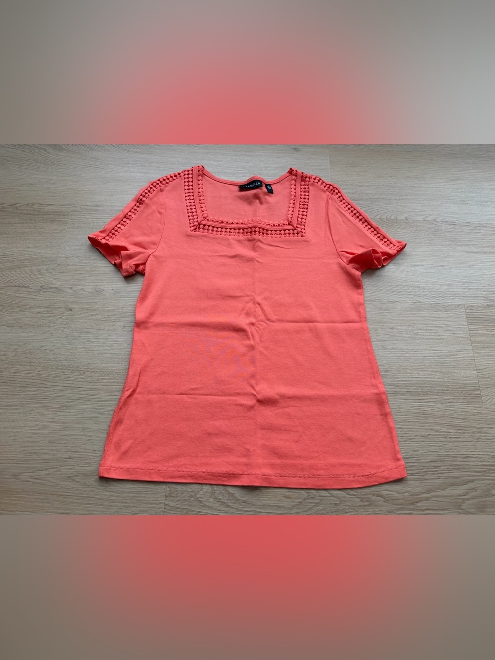 Rafaella Women’s Top Size XS Orange/Coral Short Sleeve With Embellishment - Picture 1 of 6